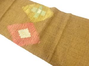 リサイクル　手織り紬菱に抽象模様織出し名古屋帯